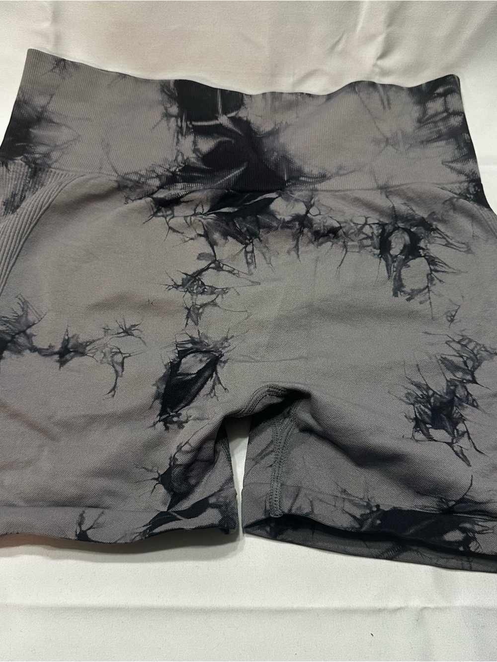 Amazon‎ Womens Athletic Tie Dye Gray Black High Waist Workout Shorts XL